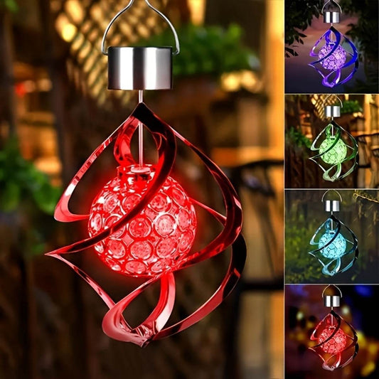 Wind Spinner Solar Light, LED Wind Chimes, Outdoor Decor Changing Color Ball Wind Chimes Solar Hanging Lantern For Home Garden Outdoor Decoration - www.Shopthatapp.com