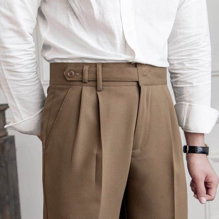 Spring And Autumn Naples Design Mid-high Waist Straight leg British Crisp Anti-wrinkle Business Office Professional Work trouser for men