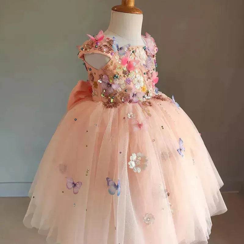 Children's Handmade Flower Fashion Special Dress Princess Ball Gown Dress Birthday Photoshoot Dress for girls Party dress for kids - www.Shopthatapp.com