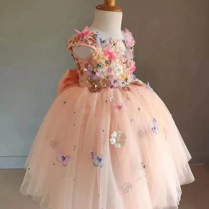 Children's Handmade Flower Fashion Special Dress Princess Ball Gown Dress Birthday Photoshoot Dress for girls Party dress for kids - www.Shopthatapp.com