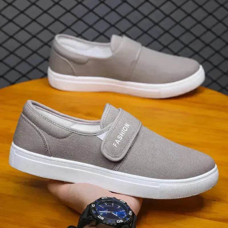 Canvas Flat Shoes Men Velcro Fashion Casual Unisex Sneakers - www.Shopthatapp.com
