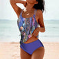 Bikini Beach Print Suspender Swimsuit Suit - www.Shopthatapp.com