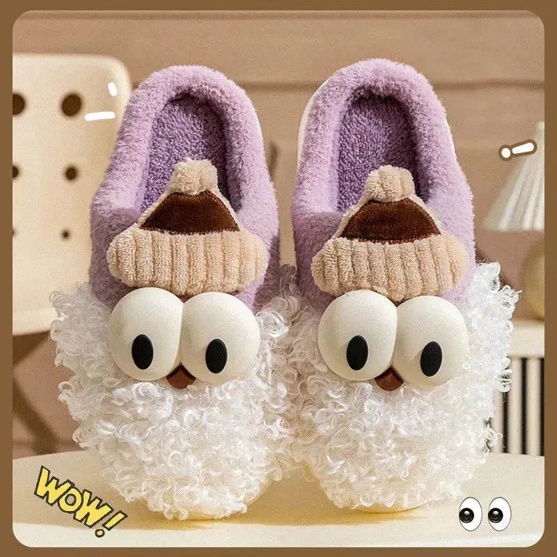 Cartoon Bearded Santa Claus Slippers Home Warm Non-slip Plush   Cotton Shoes Christmas Couple Floor Bedroom Slipper Women Men - www.Shopthatapp.com