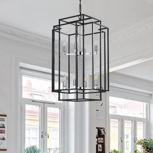 8 Lantern Tiered Chandeliers, Industrial Farmhouse Chandeliers - www.Shopthatapp.com