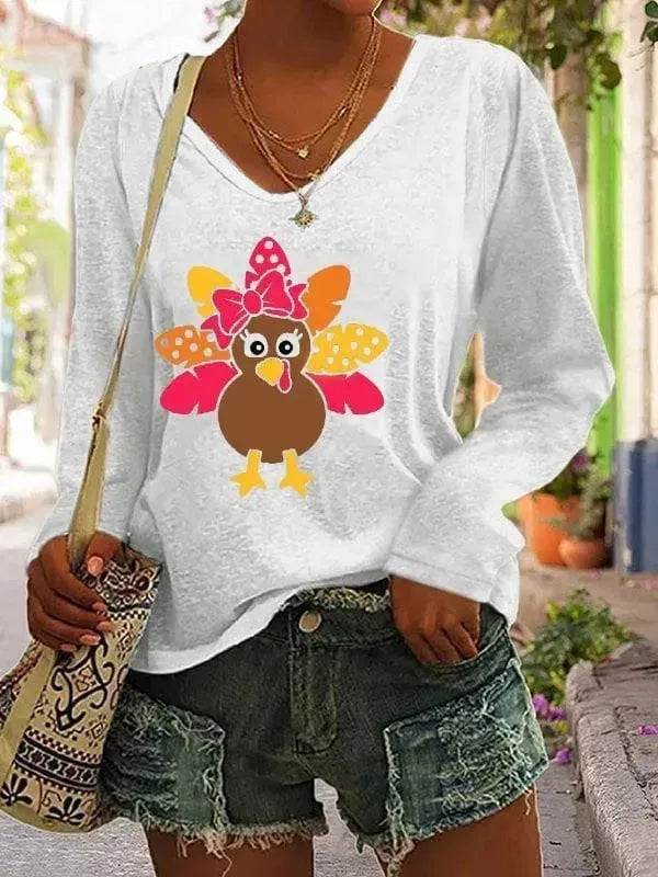 Women's V-neck Long Sleeved T-shirt - www.Shopthatapp.com