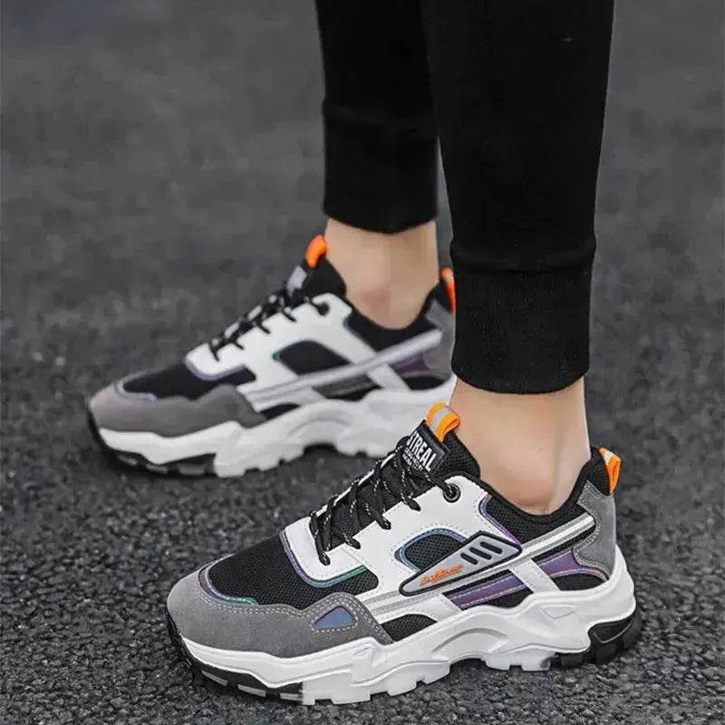 Black White Lace-up Sneakers Men Outdoor Breathable Casual Mesh Shoes Lightweight Running Sports Shoes - www.Shopthatapp.com