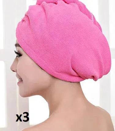 Women's Microfiber Hair Dryer Cap Absorbent Hair Towel.