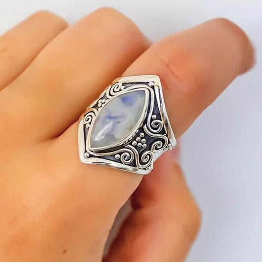 Fashion Antique silver vintage moonstone ring for men - www.Shopthatapp.com