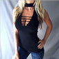 Sexy Tank Women Casual Lace Up Hollow Out V neck Tops - www.Shopthatapp.com