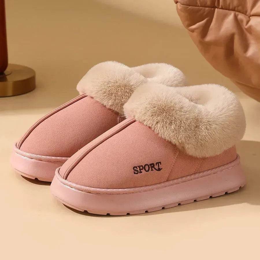Plush Cotton Shoes For Women Winter Warm Home Slippers Outdoor Snow Boots - www.Shopthatapp.com