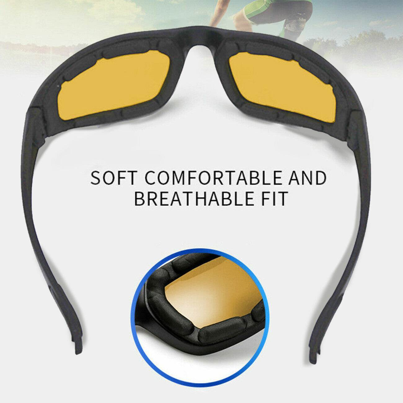 Cycling Sunglasses Chopper Outdoor Sports Glasses For Men Wrap Around UV400 Protection For Fishing Night Driving Glasses Wind Resistant Yellow Lens - www.Shopthatapp.com