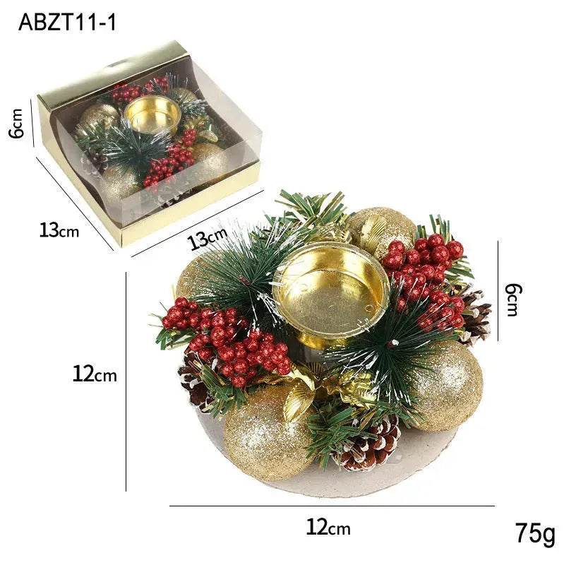 Christmas candle wreath Xmas New Year candle holders decors - www.Shopthatapp.com