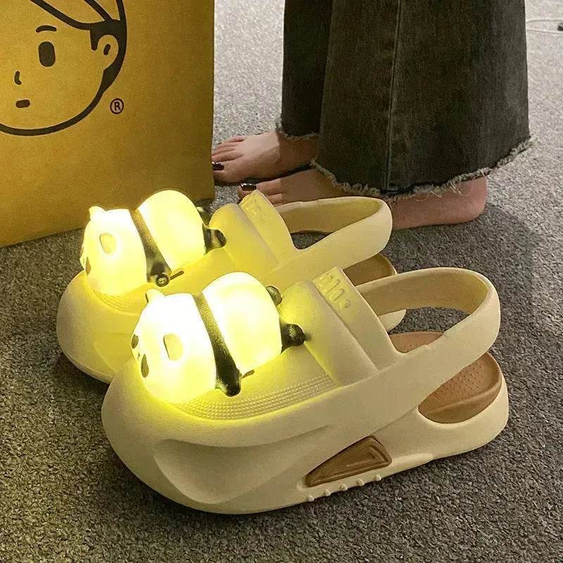 2025 Cute Slipper With Panda Lamp Summer Croc Sandals Femme Light Funny Woman Casual Home Slippers Shoes - www.Shopthatapp.com