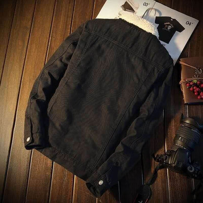 Winter Fleece-lined Denim Coat For Men Thickened Jeans jacket - www.Shopthatapp.com