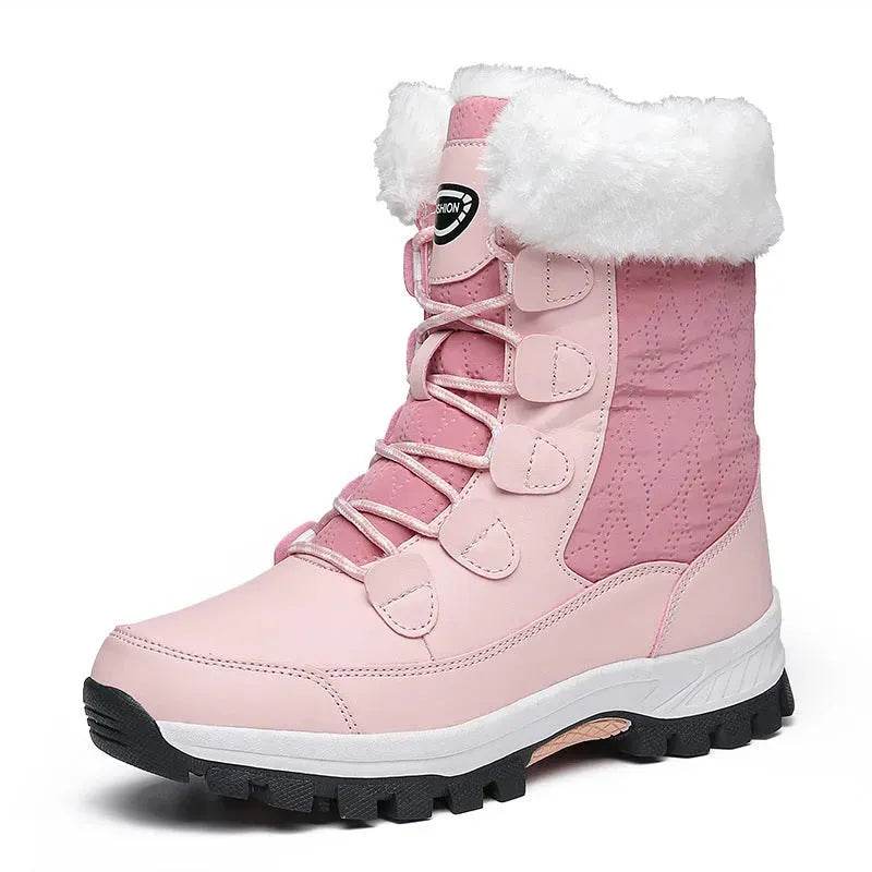Winter Waterproof Snow Boots Women's Mid-calf Front Zipper - www.Shopthatapp.com
