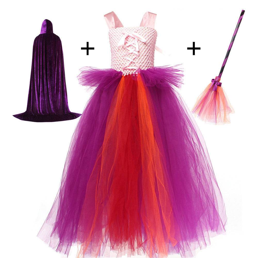 Halloween Costume Witch Children Dress Cloak Broom Set - www.Shopthatapp.com