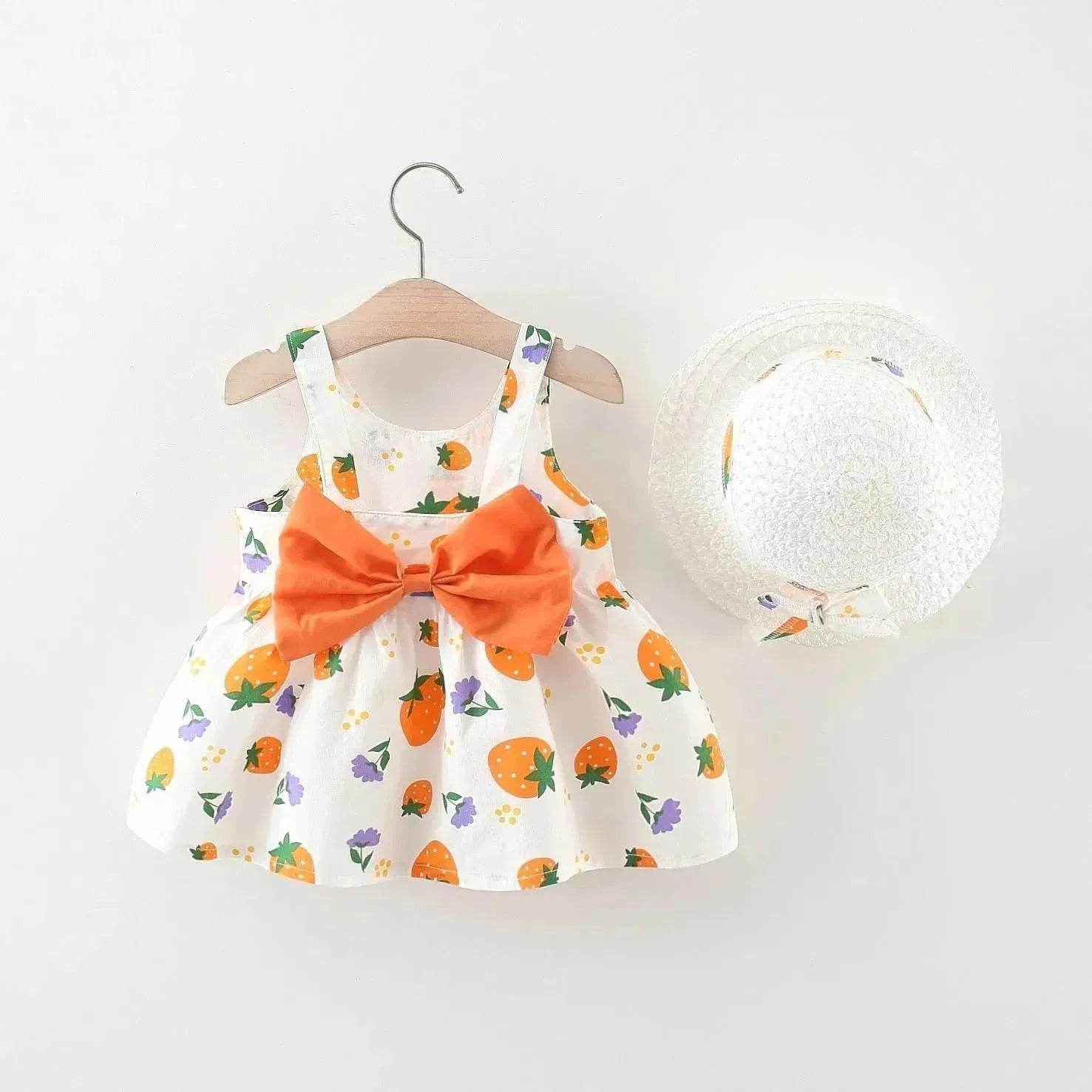 Casual Newborn Baby girl Printed Bow Princess Dress - www.Shopthatapp.com