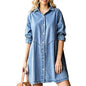 Three-quarter Sleeve Denim Dress Women's Casual Ruffles - www.Shopthatapp.com