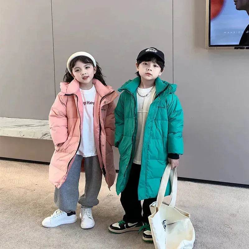 Children's Mid-length Down Jacket Thickened Winter Jacket  for kids - www.Shopthatapp.com