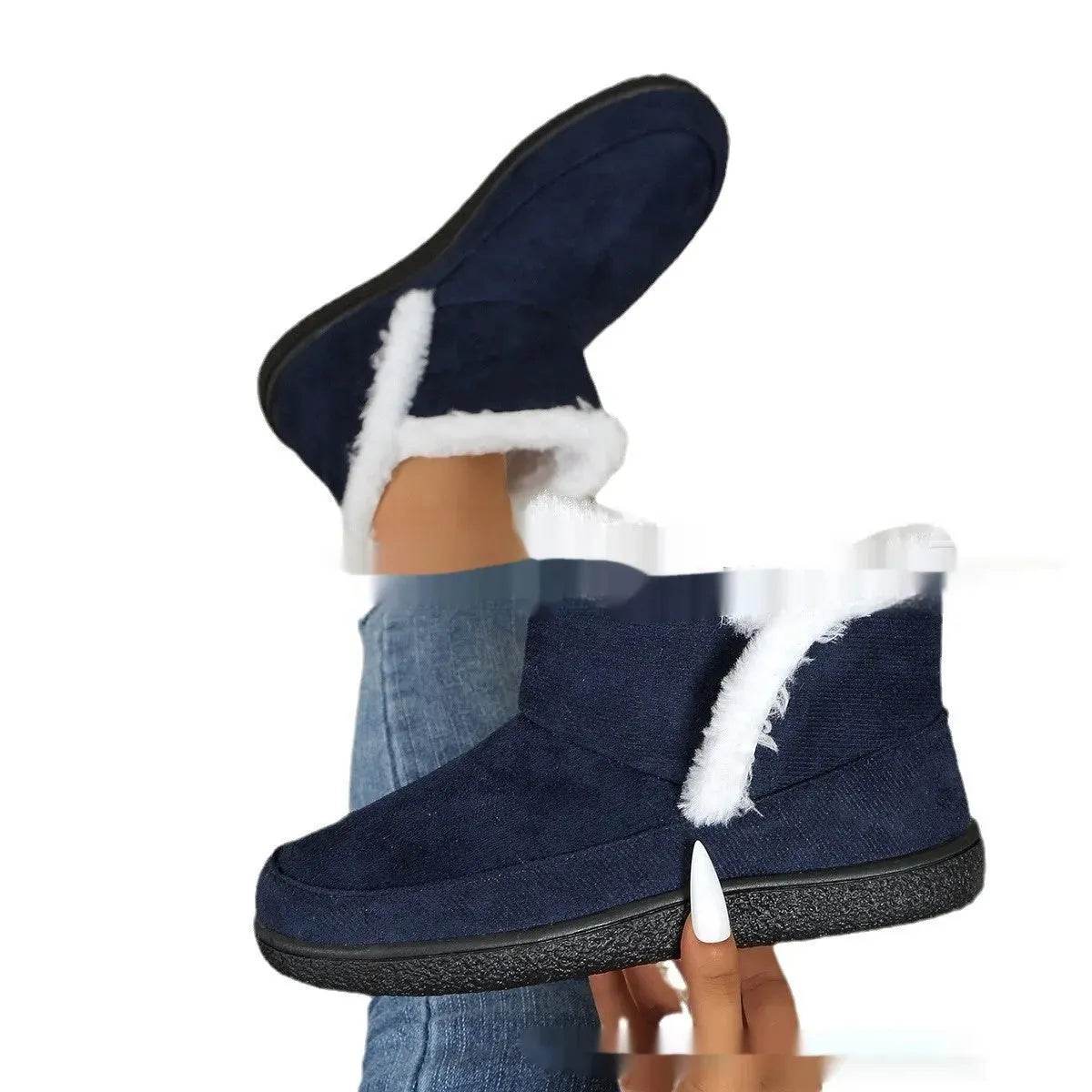 Insulated Cotton-padded Boot Shoes  Flat Bottom Solid Color Fleece Lined perfect for winter - www.Shopthatapp.com