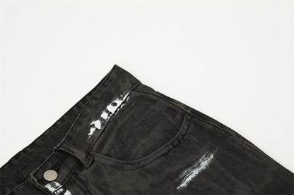 Punk Waste Soil Distressed Men Denim jeans pant Straight-leg Trousers - www.Shopthatapp.com