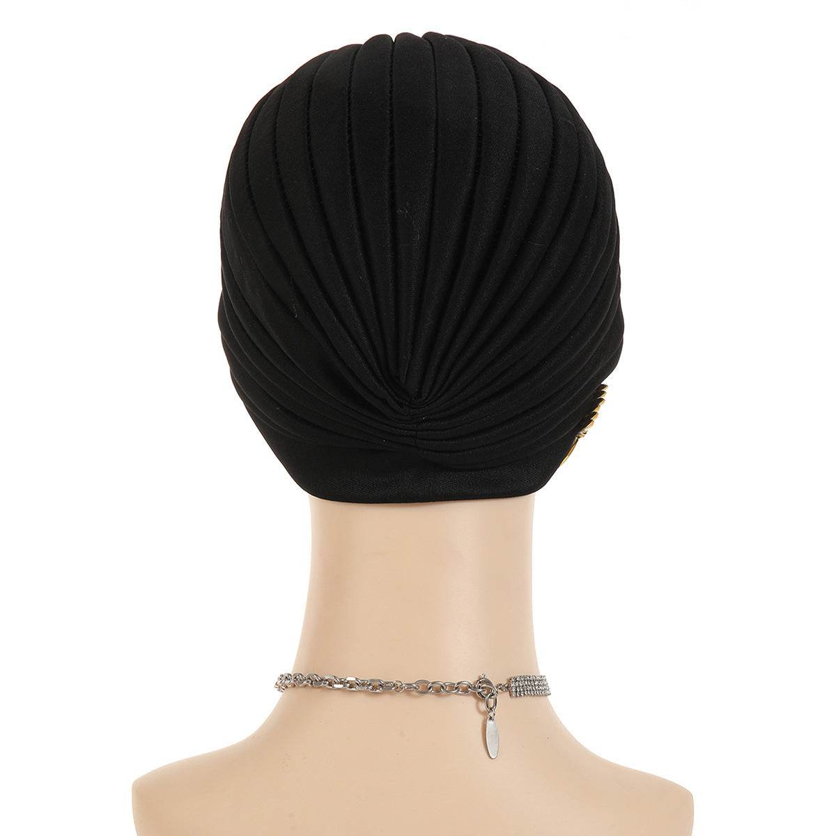 New Rhinestone Turban Cap For Women Pleated Elastic Head Wrap Stylish Ramadan Head Scarf Bonnet Chemo Cap Wedding African Hat - www.Shopthatapp.com