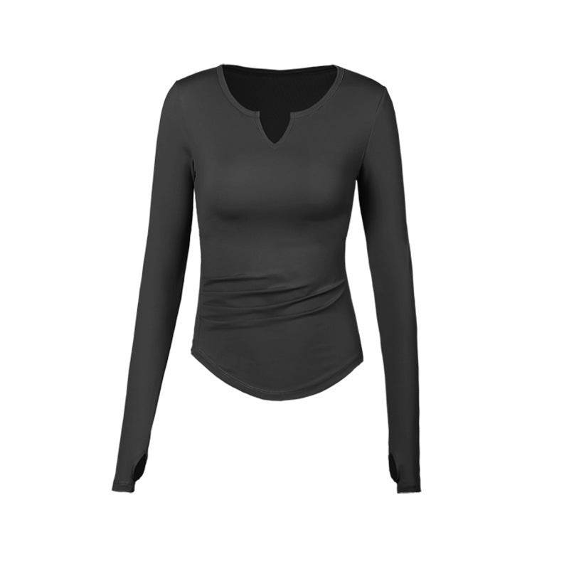 Long Sleeve V-neck Gym t-shirt for Women Athleisure top - www.Shopthatapp.com