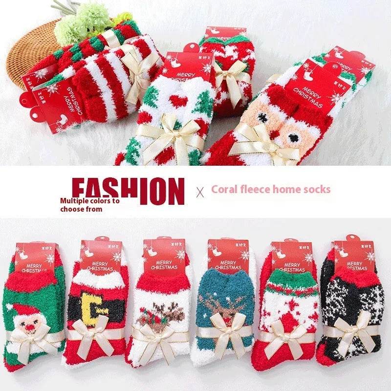 Winter Christmas Stockings Women's Thickened Bow Long Tube Fleece-lined - www.Shopthatapp.com