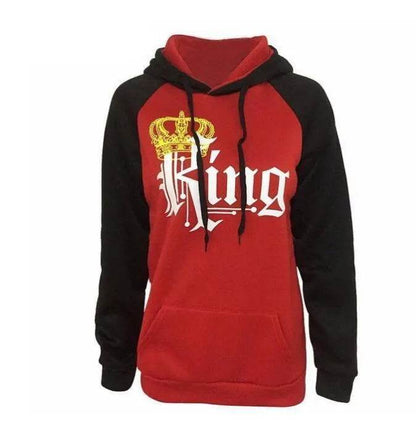 Women KING QUEEN King and Queen Crown Couple Color Block Sweatshirt - www.Shopthatapp.com