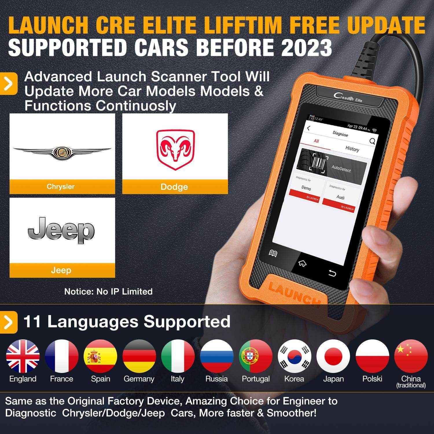US EU Warehouse Launches CRE Full System Diagnostic Tool For Chrysler And OBD2 Code Reader Car Scanner For JEEP And DODGE - www.Shopthatapp.com