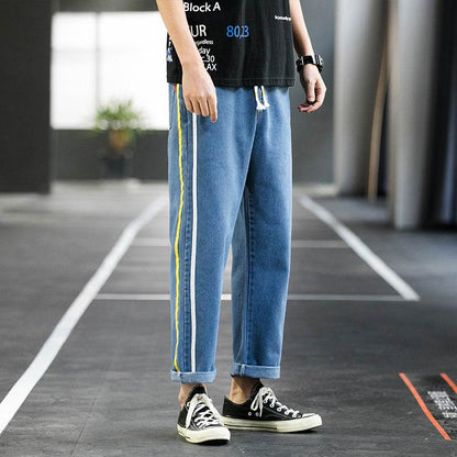 Men Casual pants Denim Jeans trousers, wide-leg pants - www.Shopthatapp.com