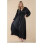 Robe longue en satin à manches froncées