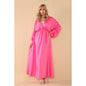 Robe longue en satin à manches froncées