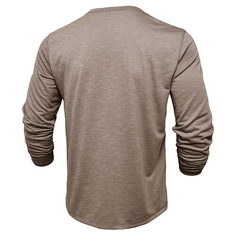 Men's Long-sleeved Henry Collar T-shirt - www.Shopthatapp.com