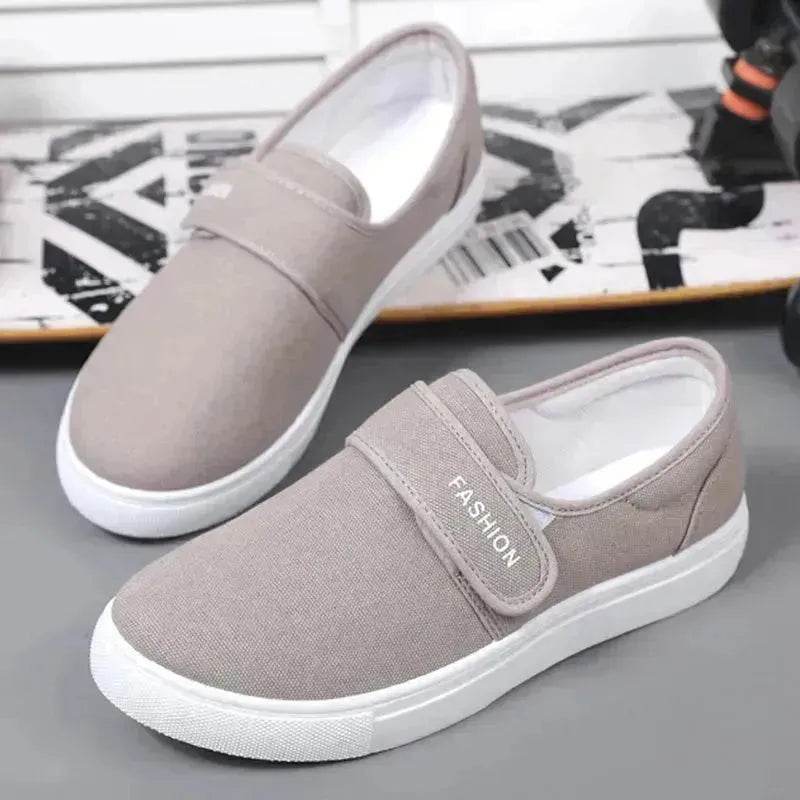 Canvas Flat Shoes Men Velcro Fashion Casual Unisex Sneakers - www.Shopthatapp.com