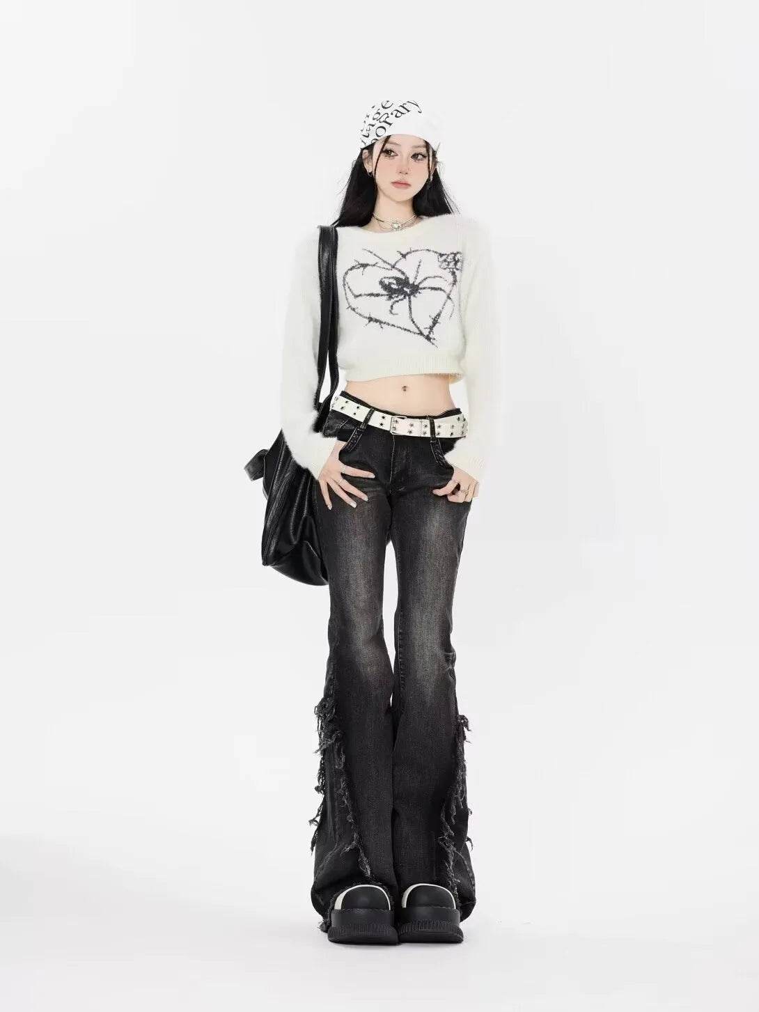 Fashion American Slightly Flared Baggy Jeans Pant Women - www.Shopthatapp.com