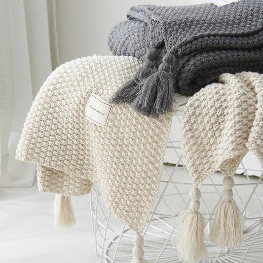 Fringed Knitting Blanket Wool Blanket - www.Shopthatapp.com