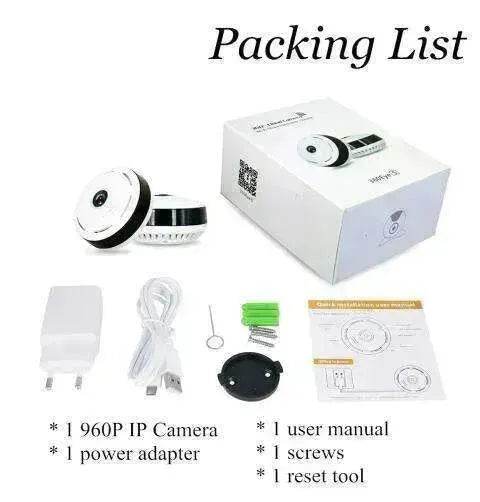 960P HD WiFi IP Camera, 360° Panoramic Fish Eyes Lens - www.Shopthatapp.com
