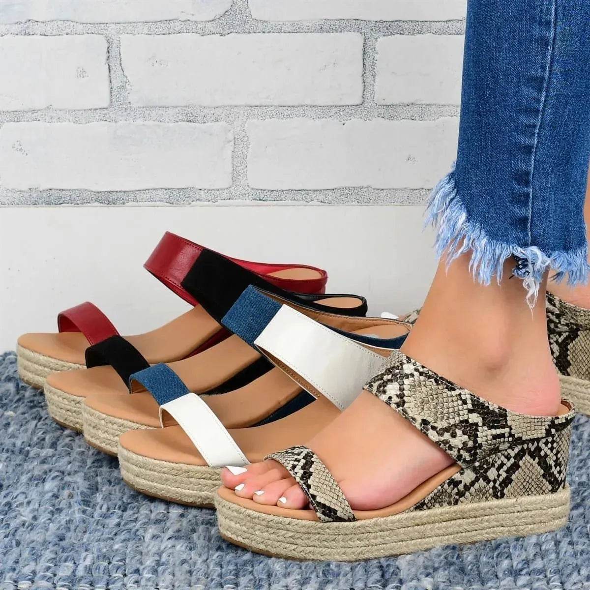Casual High Wedge heel Slide on Slippers for women - www.Shopthatapp.com