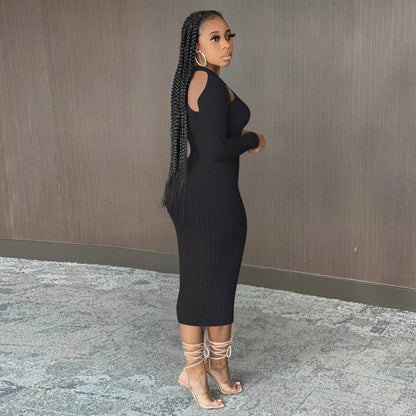 Chic V-neck Long Sleeve  Midi  Party Club Bodycon Pencil Dress - www.Shopthatapp.com