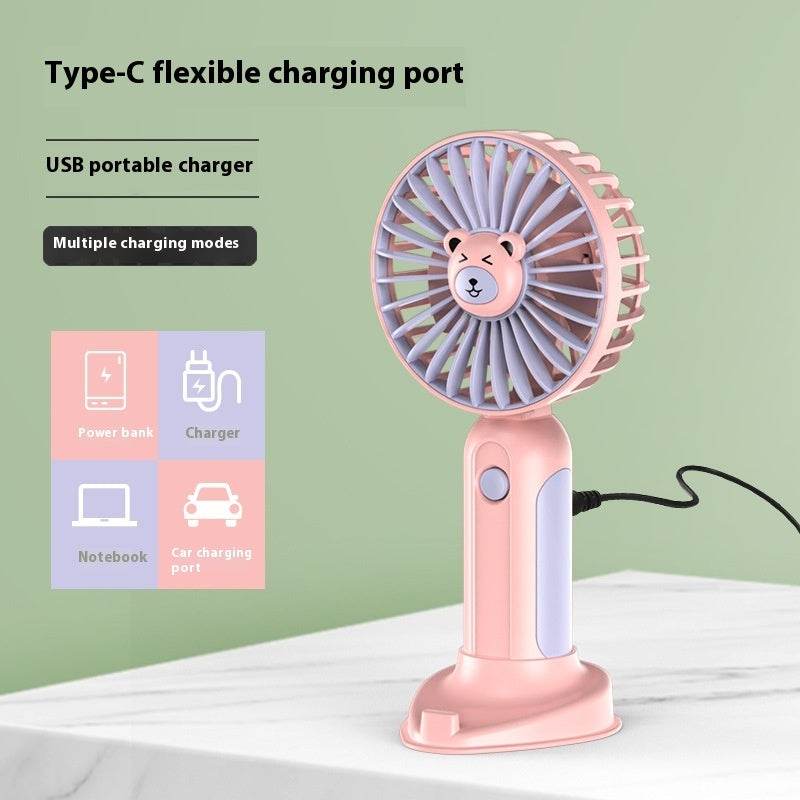 New Summer Cartoon Handheld Mini Usb Rechargeable Fan Desktop Stand - www.Shopthatapp.com