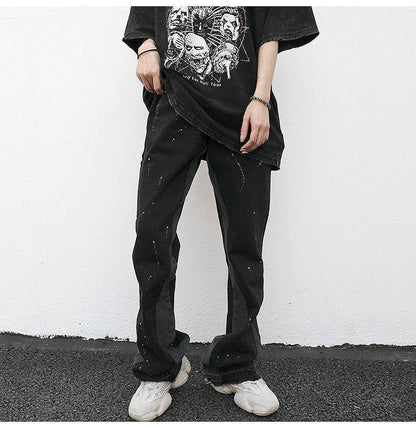 Reconstructed Splatter Denim Jeans pant fashion men - www.Shopthatapp.com