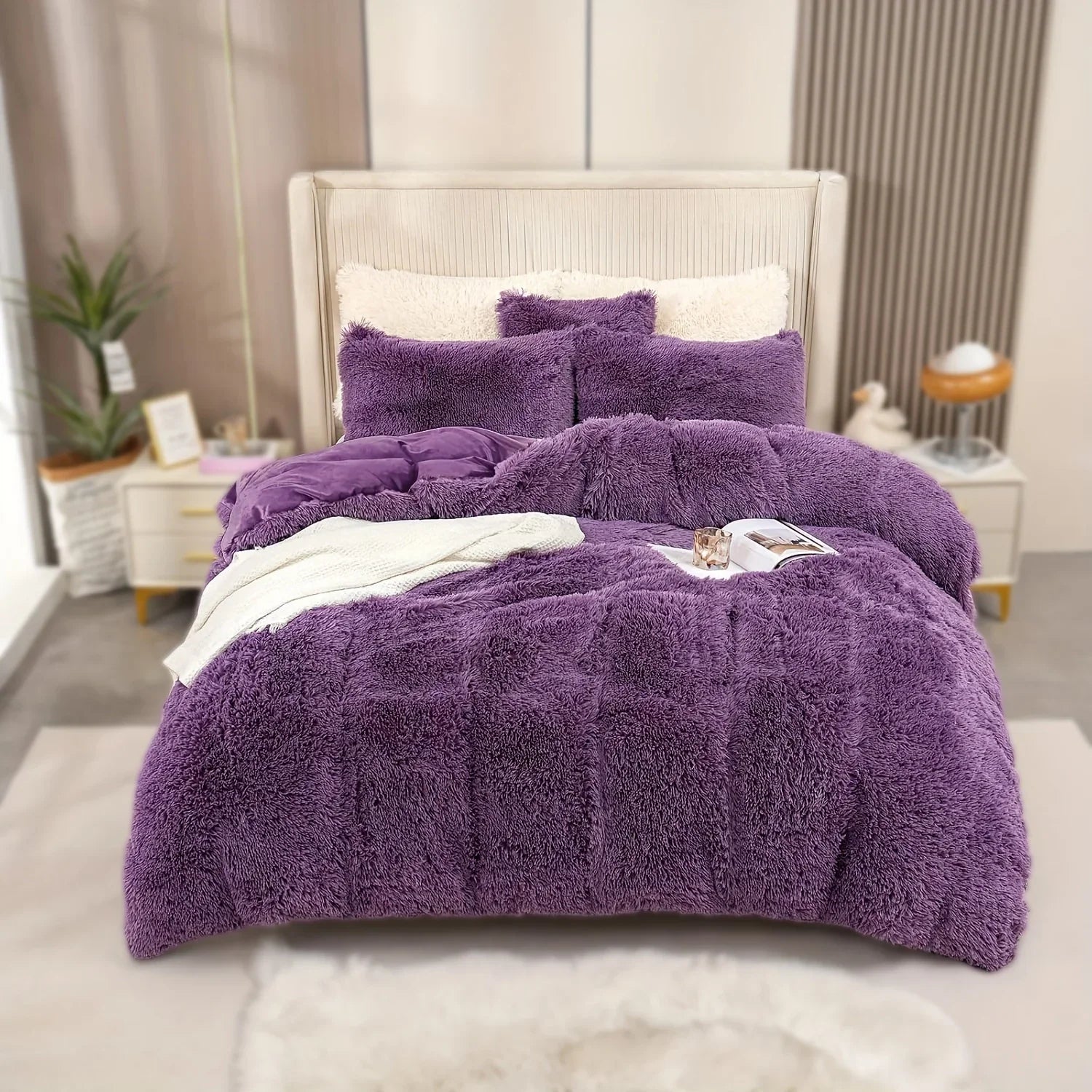 4PCs Plush Duvet Cover Set Luxury Ultra Soft Velvet Duvet - www.Shopthatapp.com