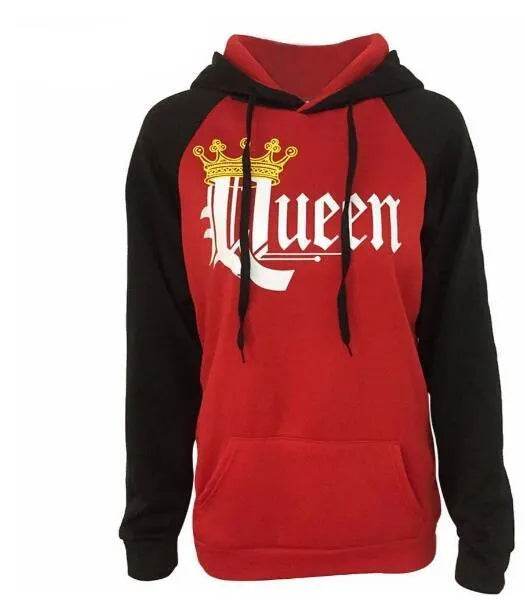 Women KING QUEEN King and Queen Crown Couple Color Block Sweatshirt - www.Shopthatapp.com