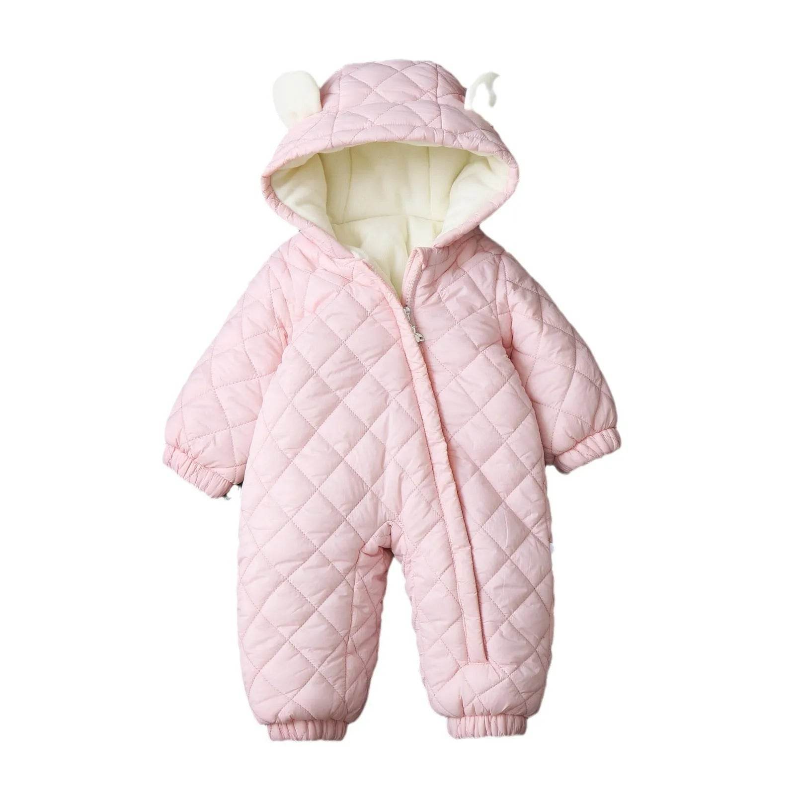 Hooded Fleece-lined Thick Baby Winter Romper Puffer Overall Jumpsuit - www.Shopthatapp.com