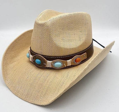 Summer Outdoor Ethnic Style Felt and Straw Cowboy Hat - www.Shopthatapp.com