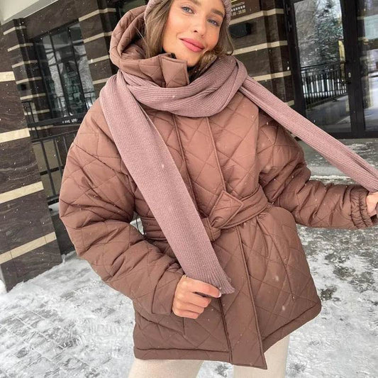 Thermal Jacket Plus Size Tie Down Cotton Winter Hoodie Coat - www.Shopthatapp.com
