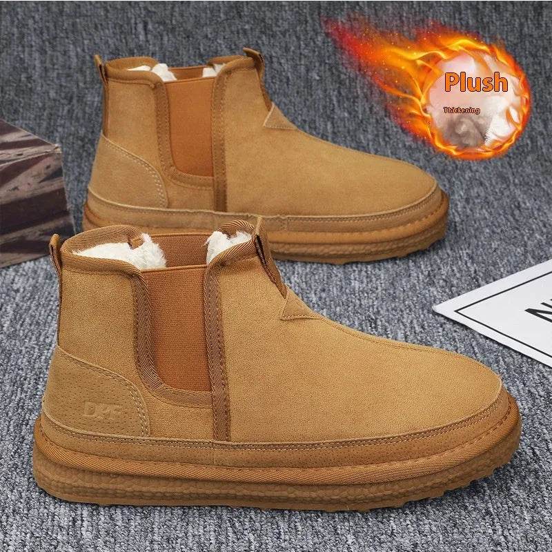 Winter Fleece Snow Boots Round-toed Flat Shoes Casual Warm Sports Shoes Men Ankle Boot - www.Shopthatapp.com
