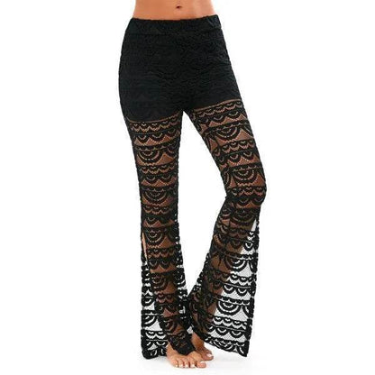 Summer Women Elegant Patchwork Sheer Pants Sexy Lace Trouser Pantalon Party Clubwear - www.Shopthatapp.com