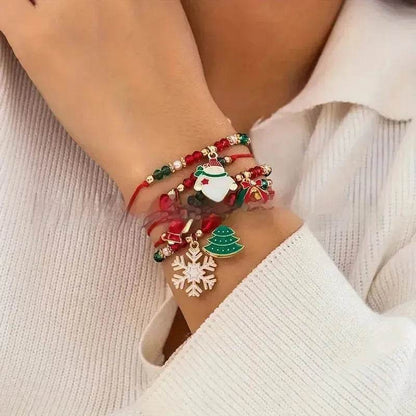 5pcs New Christmas Polymer Clay Handmade Beaded Bracelet set - www.Shopthatapp.com
